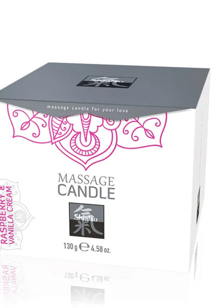 Shiatsu Massage Candle - Raspberry & Vanilla Cream Scented - 130 gram