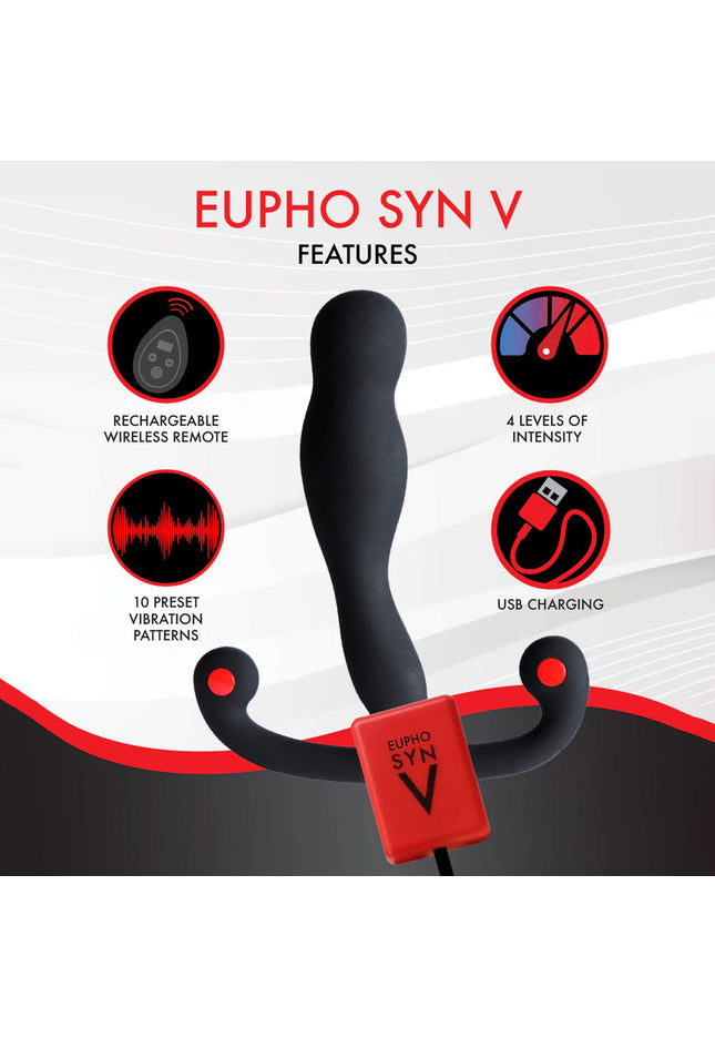Aneros Eupho Syn V - Black USB Rechargeable Vibrating Prostate Massager with Remote
