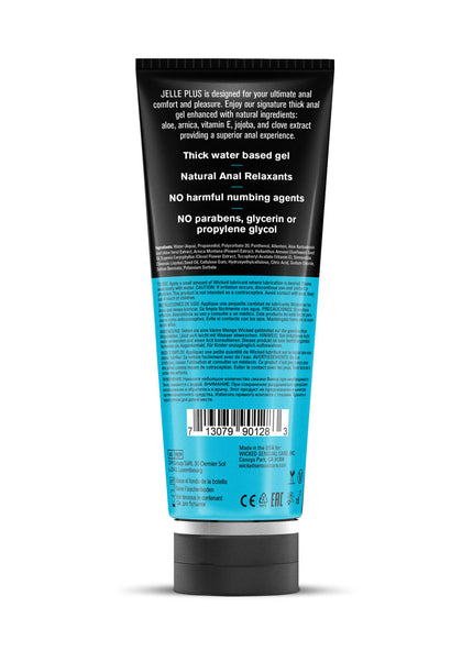 Wicked Jelle Plus - Relaxing Water Based Anal Lubricant - 240 ml Bottle