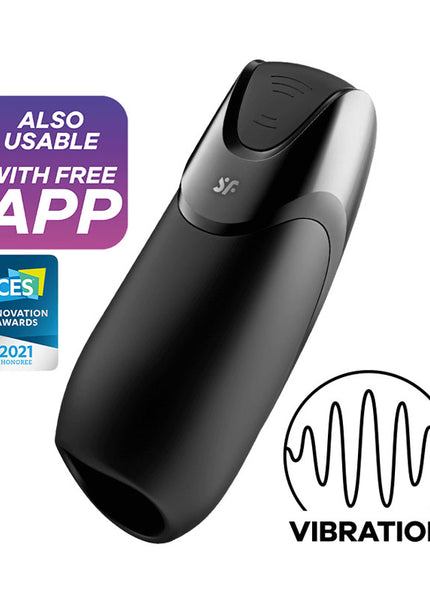 Satisfyer Men Vibration+ - Black USB Rechargeable Masturbator with App Control