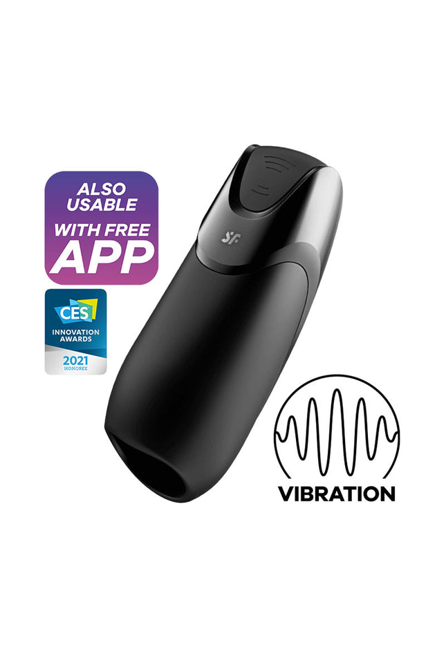 Satisfyer Men Vibration+ - Black USB Rechargeable Masturbator with App Control