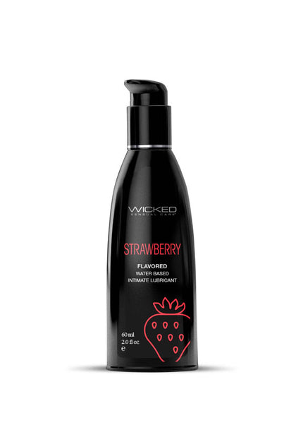 Wicked Aqua Strawberry - Strawberry Flavoured Water Based Lubricant - 60 ml (2 oz) Bottle