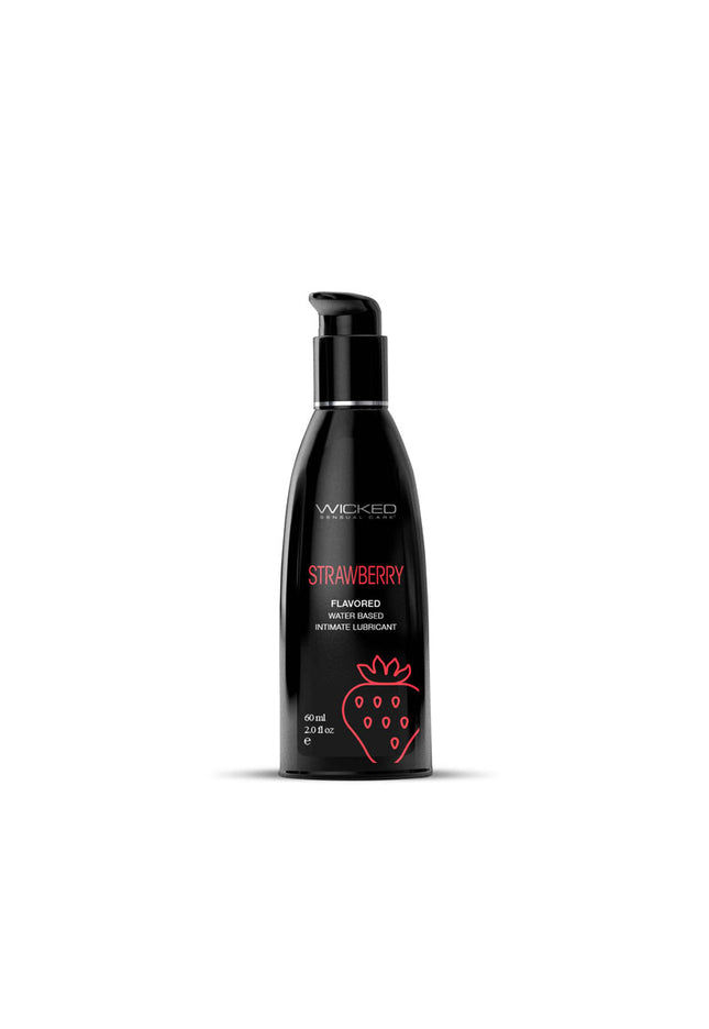 Wicked Aqua Strawberry - Strawberry Flavoured Water Based Lubricant - 60 ml (2 oz) Bottle