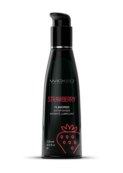 Wicked Aqua Strawberry - Strawberry Flavoured Water Based Lubricant - 120 ml (4 oz) Bottle