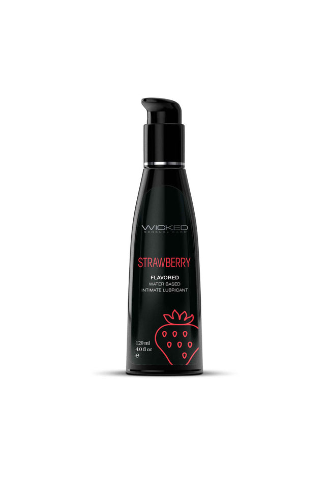 Wicked Aqua Strawberry - Strawberry Flavoured Water Based Lubricant - 120 ml (4 oz) Bottle