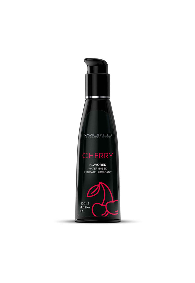 Wicked Aqua Cherry - Cherry Flavoured Water Based Lubricant - 120 ml (4 oz) Bottle