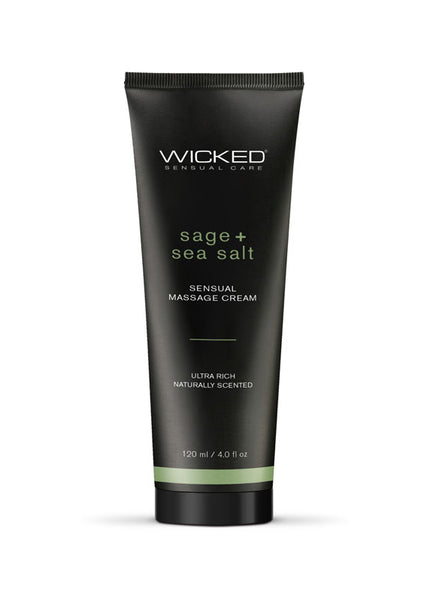 Wicked SAGE + SEA SALT Sensual Massage Cream - Scented Massage Cream - 120 ml Tube