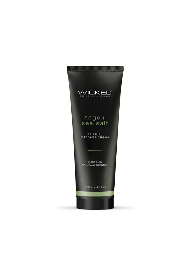 Wicked SAGE + SEA SALT Sensual Massage Cream - Scented Massage Cream - 120 ml Tube