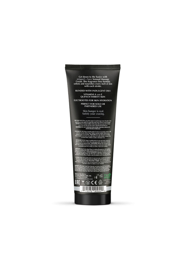 Wicked STRIPPED + BARE Sensual Massage Cream - Unscented Massage Cream - 120 ml Tube
