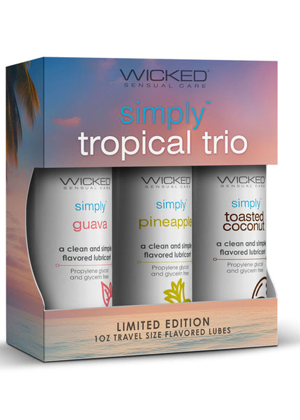 Wicked Simply Tropical Trio - Flavoured Water Based Lubricants - Set of 3 x 30 ml Bottles