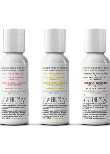 Wicked Simply Tropical Trio - Flavoured Water Based Lubricants - Set of 3 x 30 ml Bottles