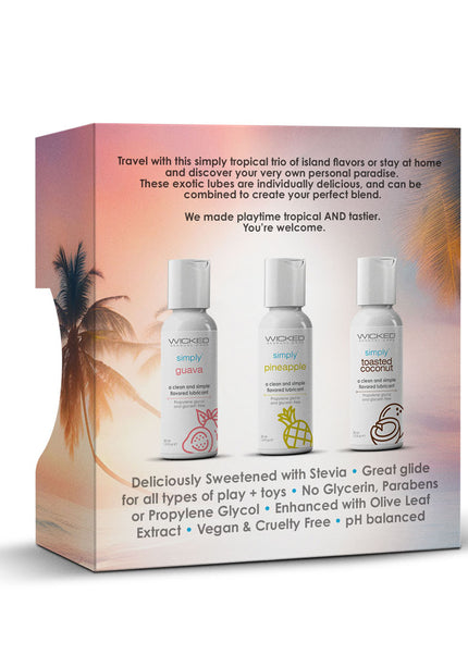 Wicked Simply Tropical Trio - Flavoured Water Based Lubricants - Set of 3 x 30 ml Bottles