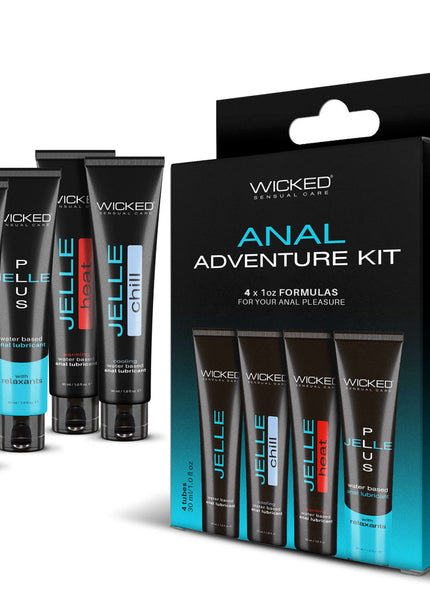 Wicked ANAL ADVENTURE KIT - Mixed Jelle Anal Lubricants 30 ml Bottles - 4 Pack