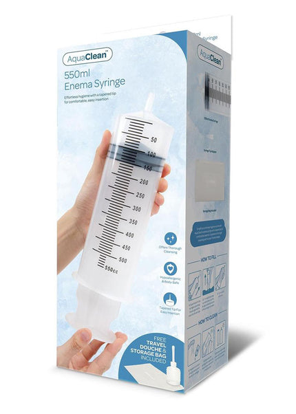 AquaClean 550ml Enema Syringe - 550 ml Capacity with Free Travel Douche Included