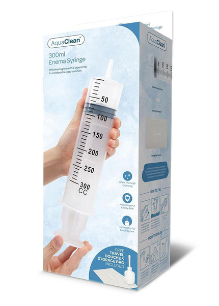 AquaClean 300ml Enema Syringe - 300 ml Capacity with Free Travel Douche Included