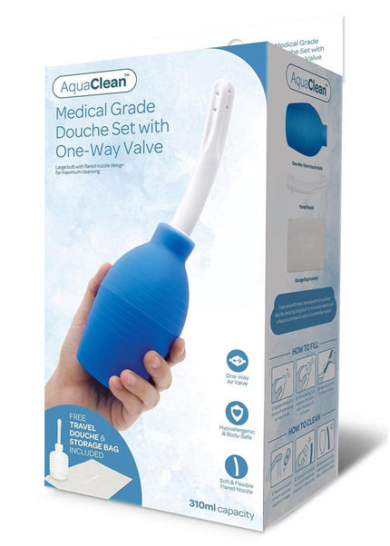 AquaClean Medical Grade Douche Set with 1-Way Valve - 310 ml Capacity with Free Travel Douche Included