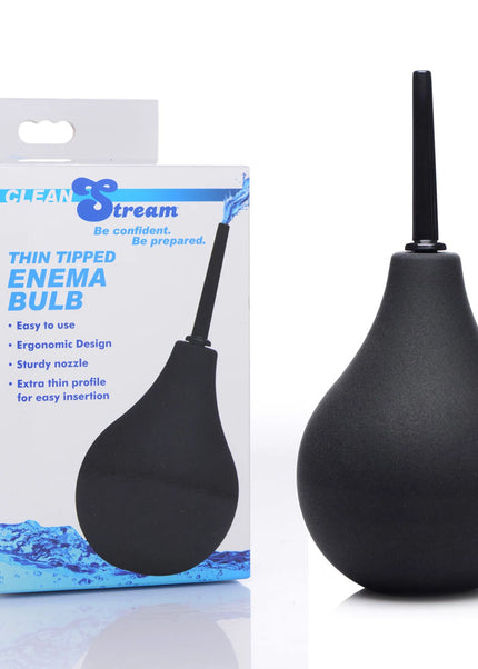 CleanStream Thin Tip Silicone Enema Bulb - Black Unisex Douche