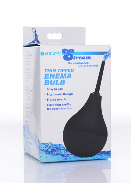 CleanStream Thin Tip Silicone Enema Bulb - Black Unisex Douche