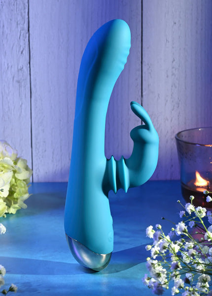 Adam & Eve SHIMMY & SHAKE VELVET RABBIT - Blue 22.4 cm USB Rechargeable Rabbit Vibrator