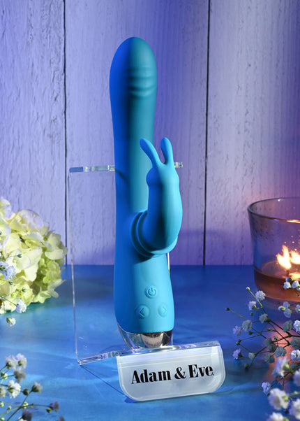 Adam & Eve SHIMMY & SHAKE VELVET RABBIT - Blue 22.4 cm USB Rechargeable Rabbit Vibrator