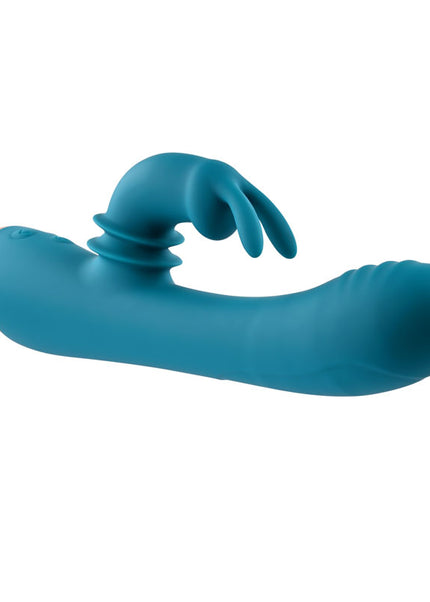 Adam & Eve SHIMMY & SHAKE VELVET RABBIT - Blue 22.4 cm USB Rechargeable Rabbit Vibrator