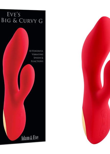 Adam & Eve EVE'S BIG AND CURVY G - Red 19.8 cm USB Rechargeable Rabbit Vibrator