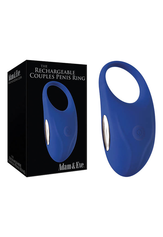 Adam & Eve Rechargeable Couples Penis Ring - Blue USB Rechargeable Cock Ring