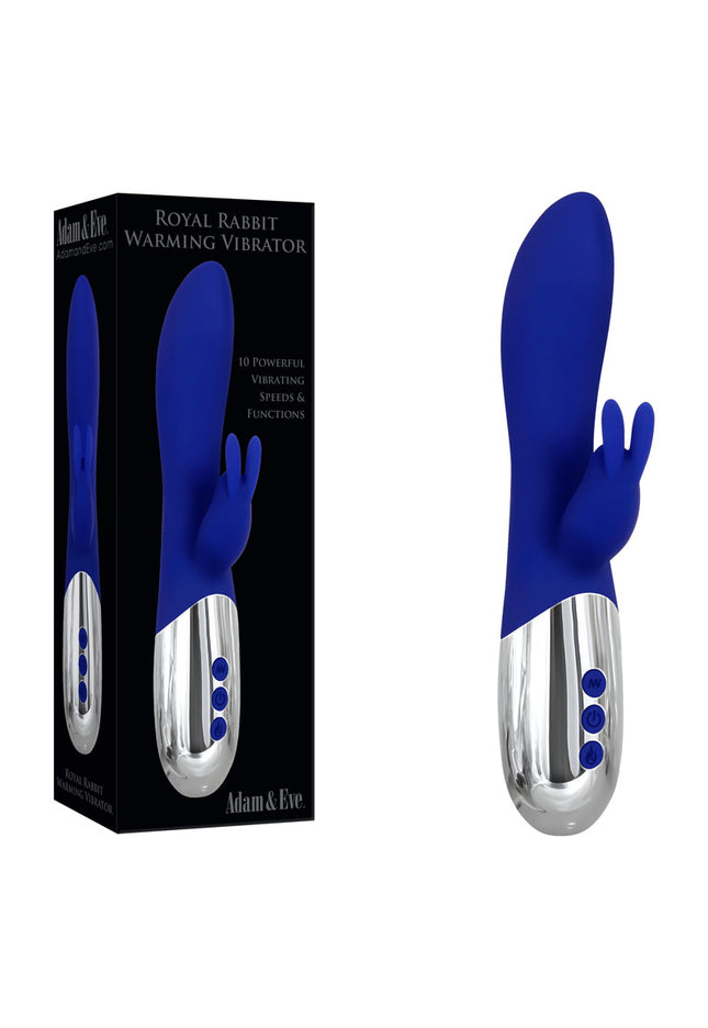 Adam & Eve Royal Rabbit Warming Vibrator - Blue USB Rechargeable Rabbit Vibrator