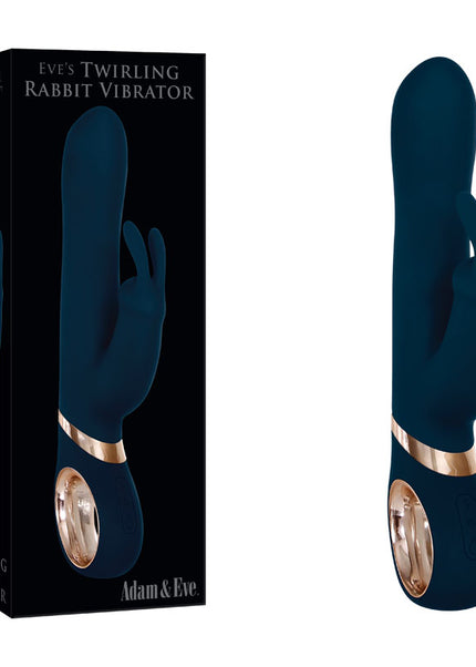 Adam & Eve Twirling Rabbit Vibrator - Blue 22.9 cm USB Rechargeable Rabbit Vibrator