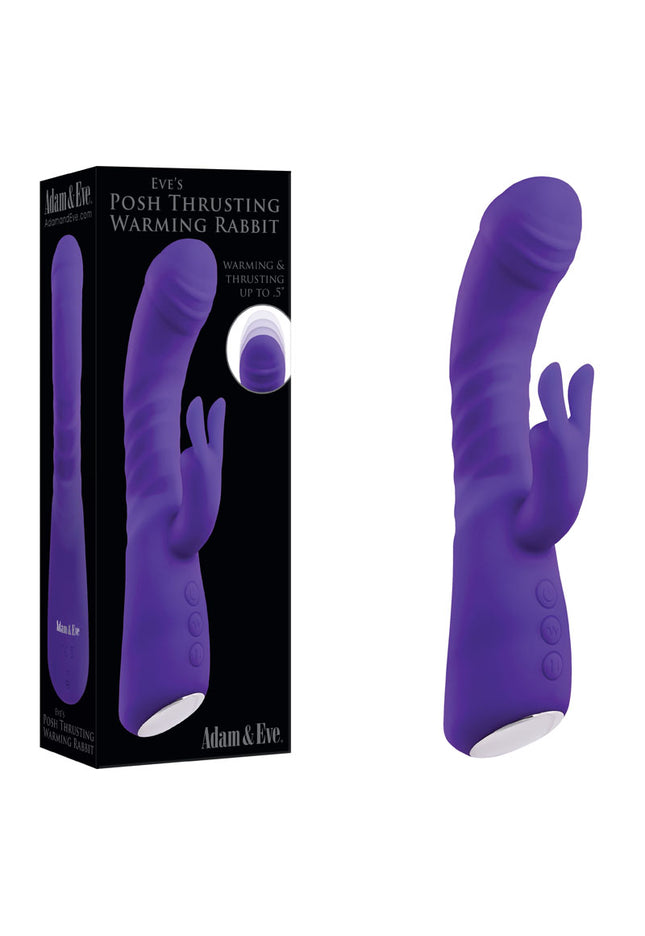 Adam & Eve EVE'S POSH THRUSTING WARMING RABBIT - Purple 21.8 cm USB Rechargeable Rabbit Vibrator