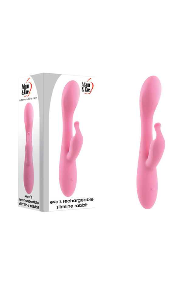 Adam & Eve EVE'S RECHARGEABLE SLIMLINE RABBIT - Pink 19.3 cm USB Rechargeable Rabbit Vibrator