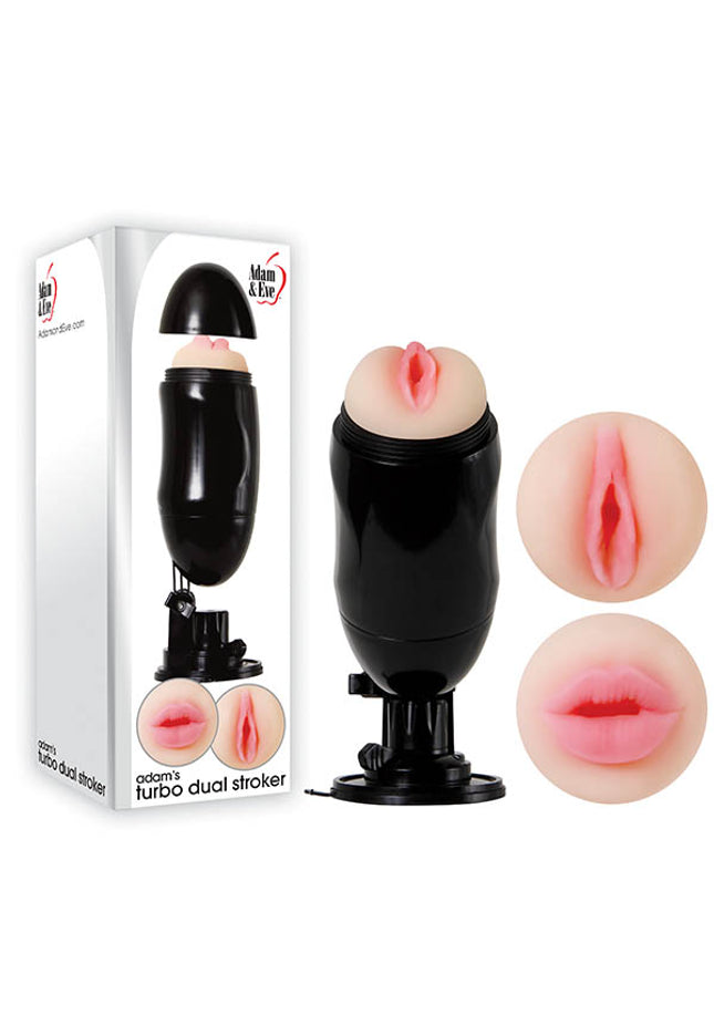 Adam & Eve Adam's Turbo Dual Stroker - Double Ended Masturbator with Suction Cup Stand