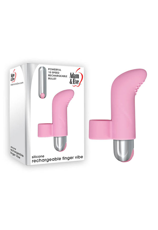 Adam & Eve Silicone Rechargeable Finger Vibe - Pink USB Rechargeable Finger Stimulator