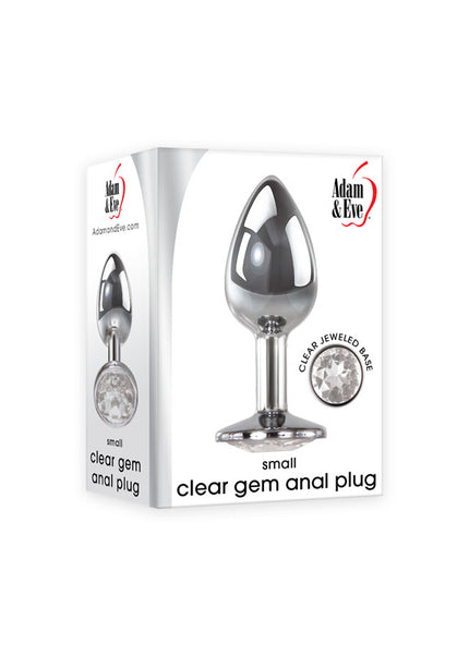 Adam & Eve Clear Gem Anal Plug - Small - Metallic 7.1 cm Small Butt Plug with Clear Gem Base