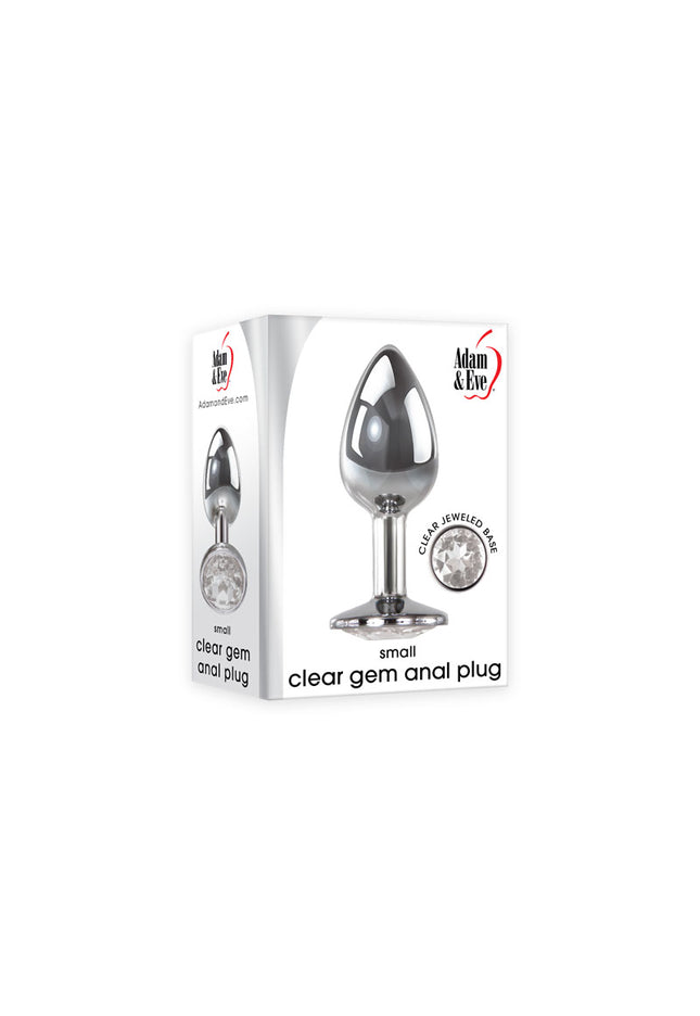 Adam & Eve Clear Gem Anal Plug - Small - Metallic 7.1 cm Small Butt Plug with Clear Gem Base
