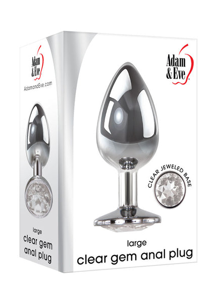 Adam & Eve Clear Gem Anal Plug - Large - Metallic 9.5 cm Large Butt Plug with Clear Gem Base