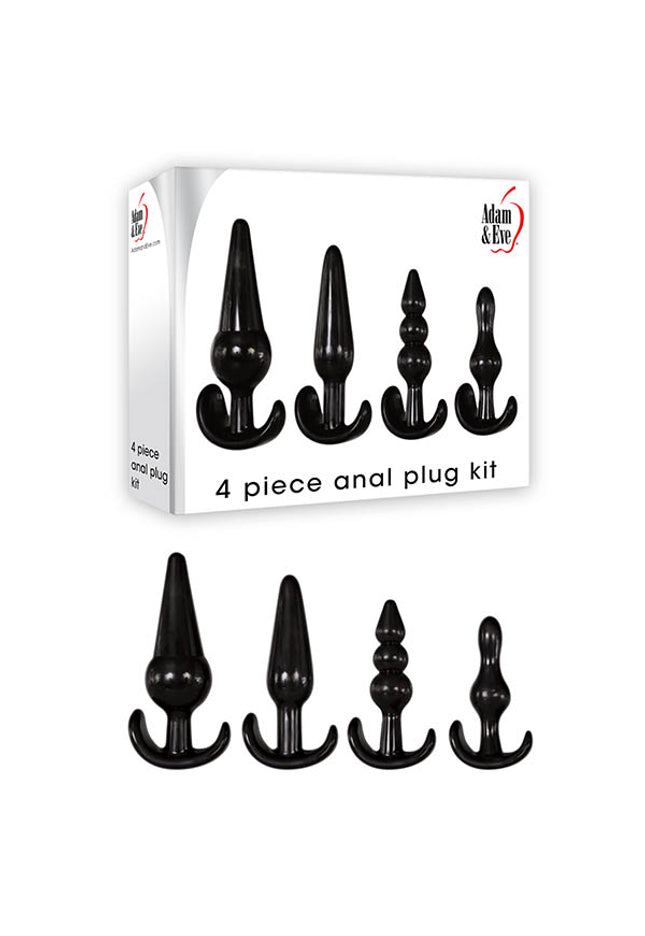 Adam & Eve 4 Piece Anal Plug Kit - Black Butt Plugs - Set of 4 Sizes