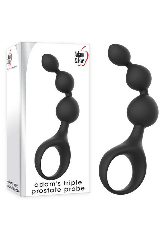Adam & Eve Triple Prostate Probe - Black 14 cm Anal Beads