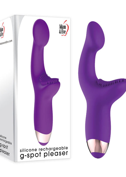 Adam & Eve Silicone Rechargeable G-Spot Pleaser - Purple 19 cm USB Rechargeable Vibrator