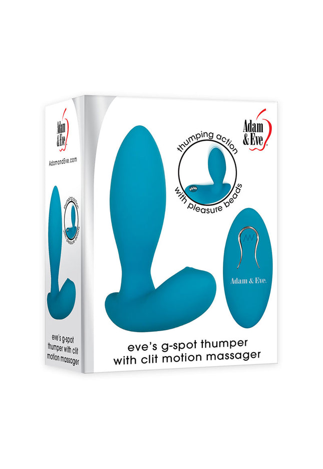 Adam & Eve G-Spot Thumper with Clit Motion Massager - Blue 11.4 cm USB Rechargeable Stimulator with Wireless Remote