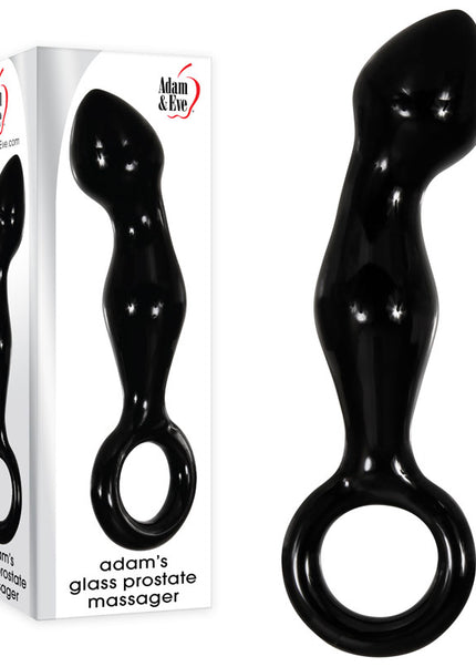 Adam & Eve ADAMS GLASS PROSTATE MASSAGER - Black Glass 16.6 cm Prostate Massager