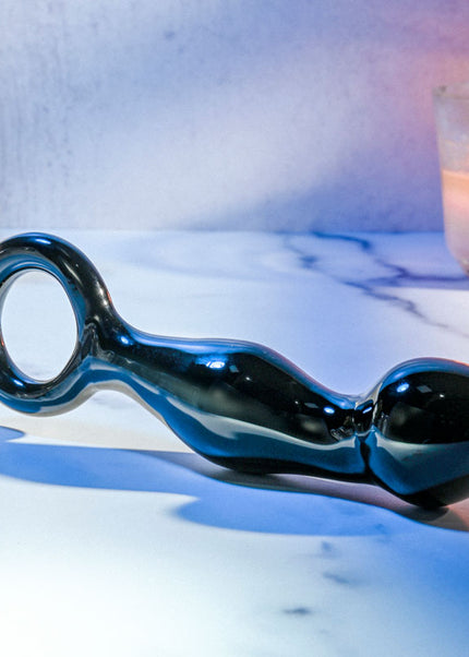 Adam & Eve ADAMS GLASS PROSTATE MASSAGER - Black Glass 16.6 cm Prostate Massager