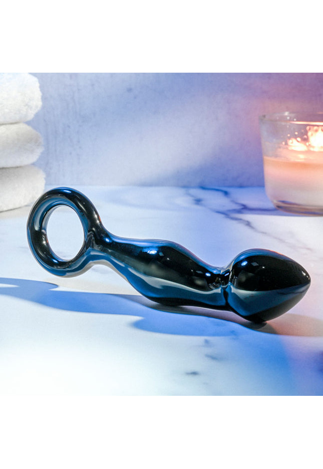 Adam & Eve ADAMS GLASS PROSTATE MASSAGER - Black Glass 16.6 cm Prostate Massager