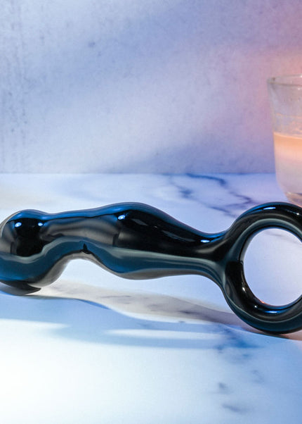 Adam & Eve ADAMS GLASS PROSTATE MASSAGER - Black Glass 16.6 cm Prostate Massager