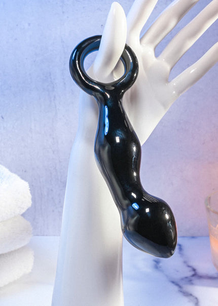Adam & Eve ADAMS GLASS PROSTATE MASSAGER - Black Glass 16.6 cm Prostate Massager