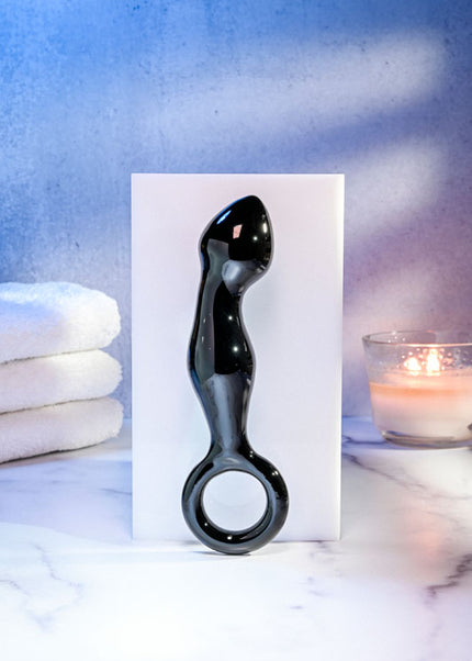 Adam & Eve ADAMS GLASS PROSTATE MASSAGER - Black Glass 16.6 cm Prostate Massager