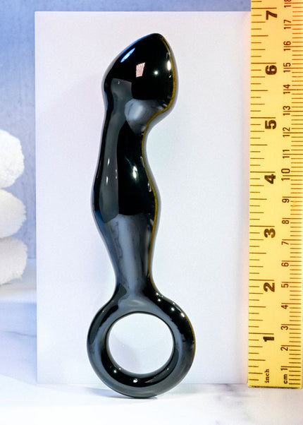 Adam & Eve ADAMS GLASS PROSTATE MASSAGER - Black Glass 16.6 cm Prostate Massager