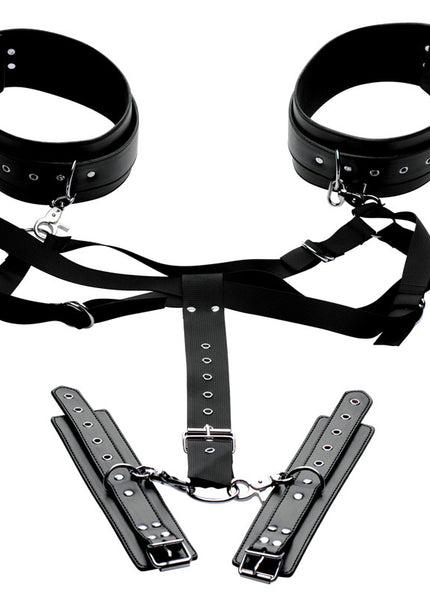 Master Series Acquire Thigh Harness & Wrist Cuffs - Black Restraints