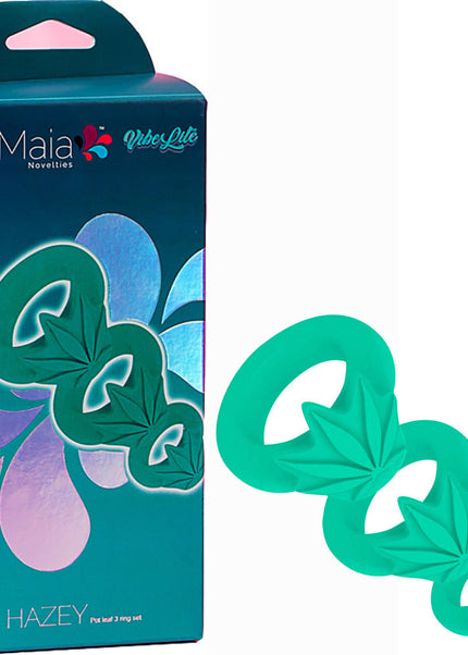 Maia HAZEY - Green Pot Leaf Cock Rings - Set of 3
