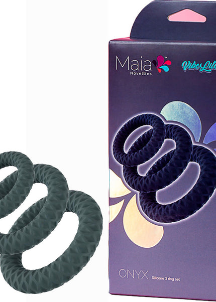 Maia ONYX - Grey Cock Ring Set - Set of 3 Sizes